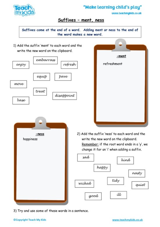 Worksheets for kids - suffixes_-_ment,_ness